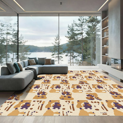 Sandy Brown Abstract Figure Arrangement Rug