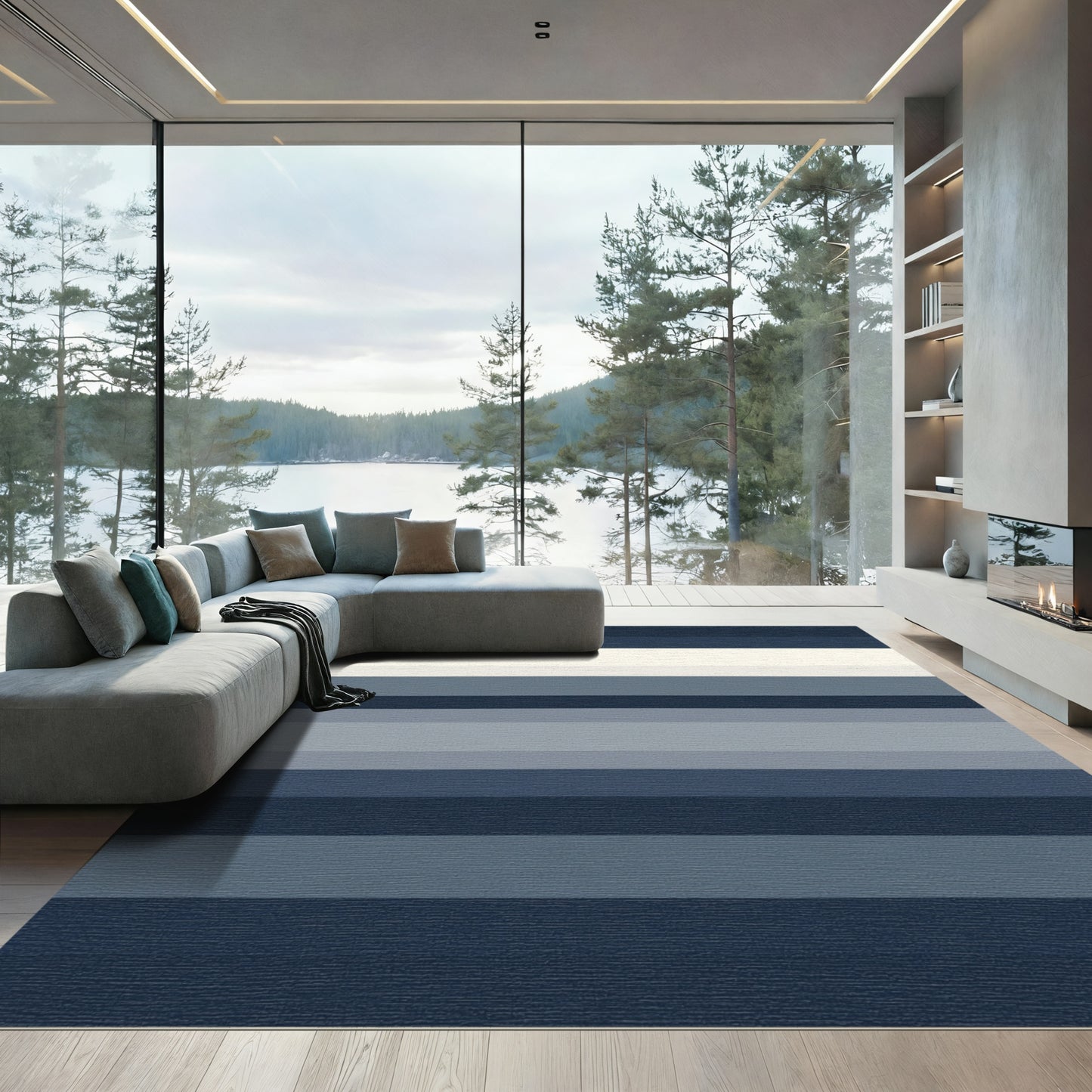 Modern Wide Gradient Stripe Rug