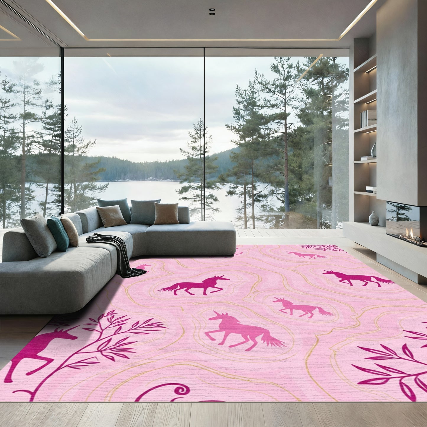 Pink Unicorn Agate Swirls Rug