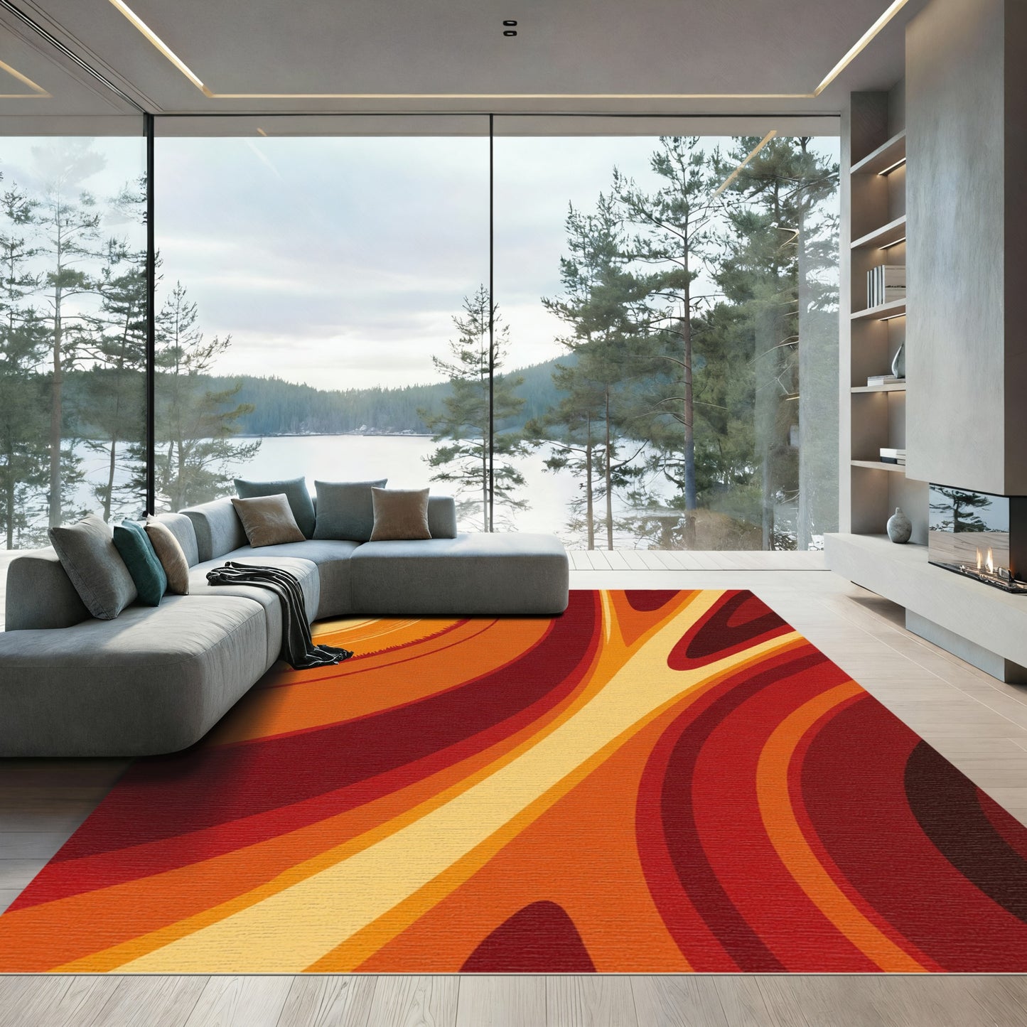 Warm Earthy Tone Swirl Rug