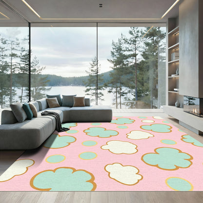 Pastel Pink Cloud Circles Rug
