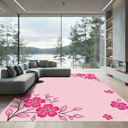 Pink Cherry Blossom Floral Accent Rug