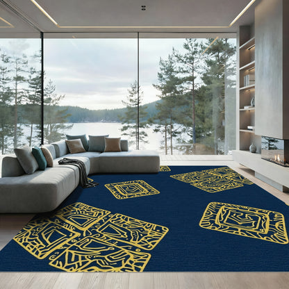Gold Abstract Square Art Rug