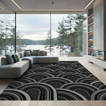 Art Deco Gray Concentric Arches Rug
