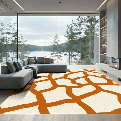 Orange Organic Netting Overlay Rug