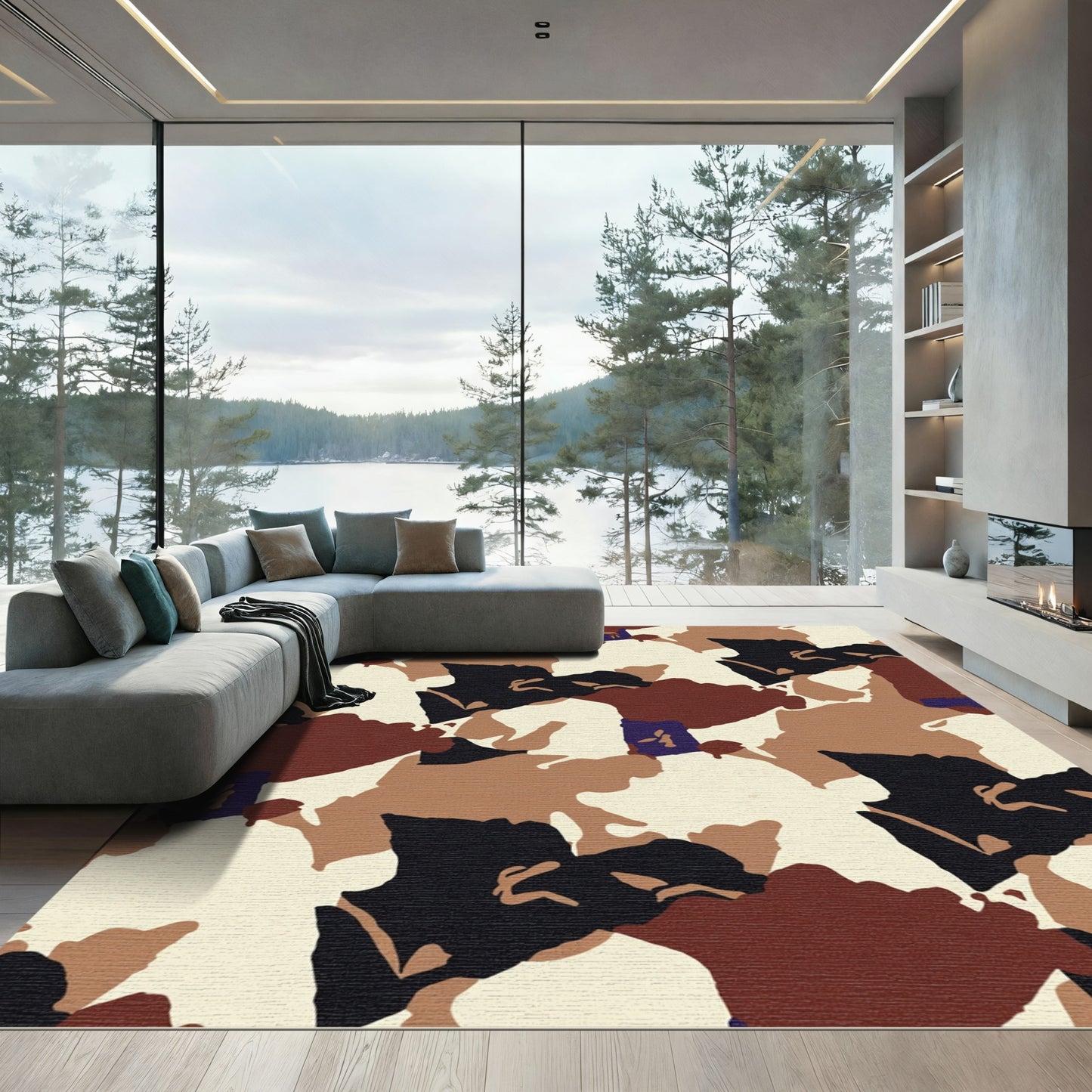 Woodland Camo Abstract Blend Rug