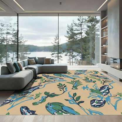Abstract Blue Green Sea Creatures Rug