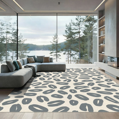 Gray Abstract Oval Scatter Rug