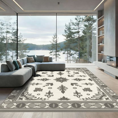 Vintage Sepia Floral Medallion Rug