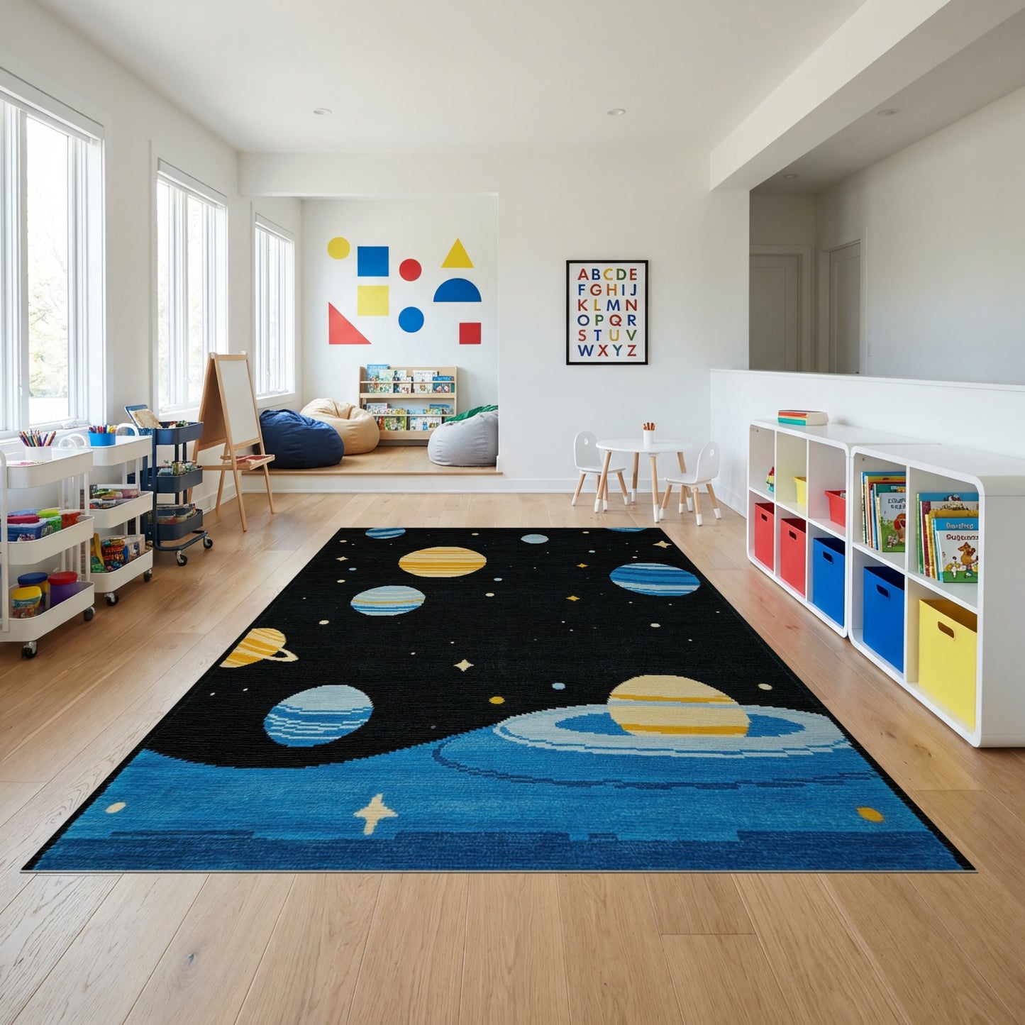 Cosmic Striped Planets Stars Rug