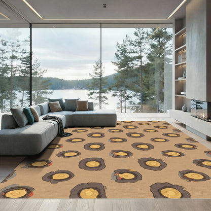 Brown and Orange Spotted Abstract Rug