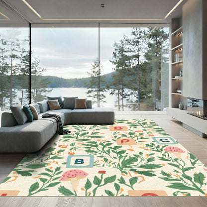 Whimsical Botanical ABC Blocks Rug