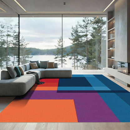 Bold Geometric Color Block Rug