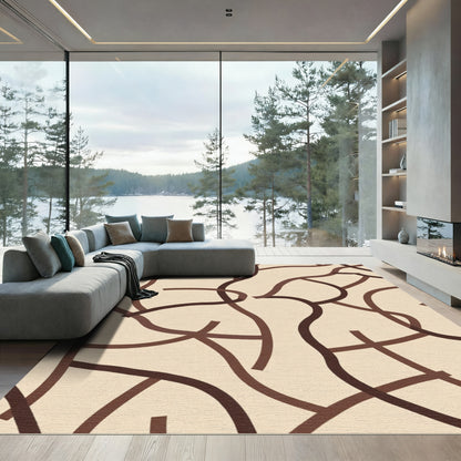 Earthy Abstract Intertwined Lines Rug