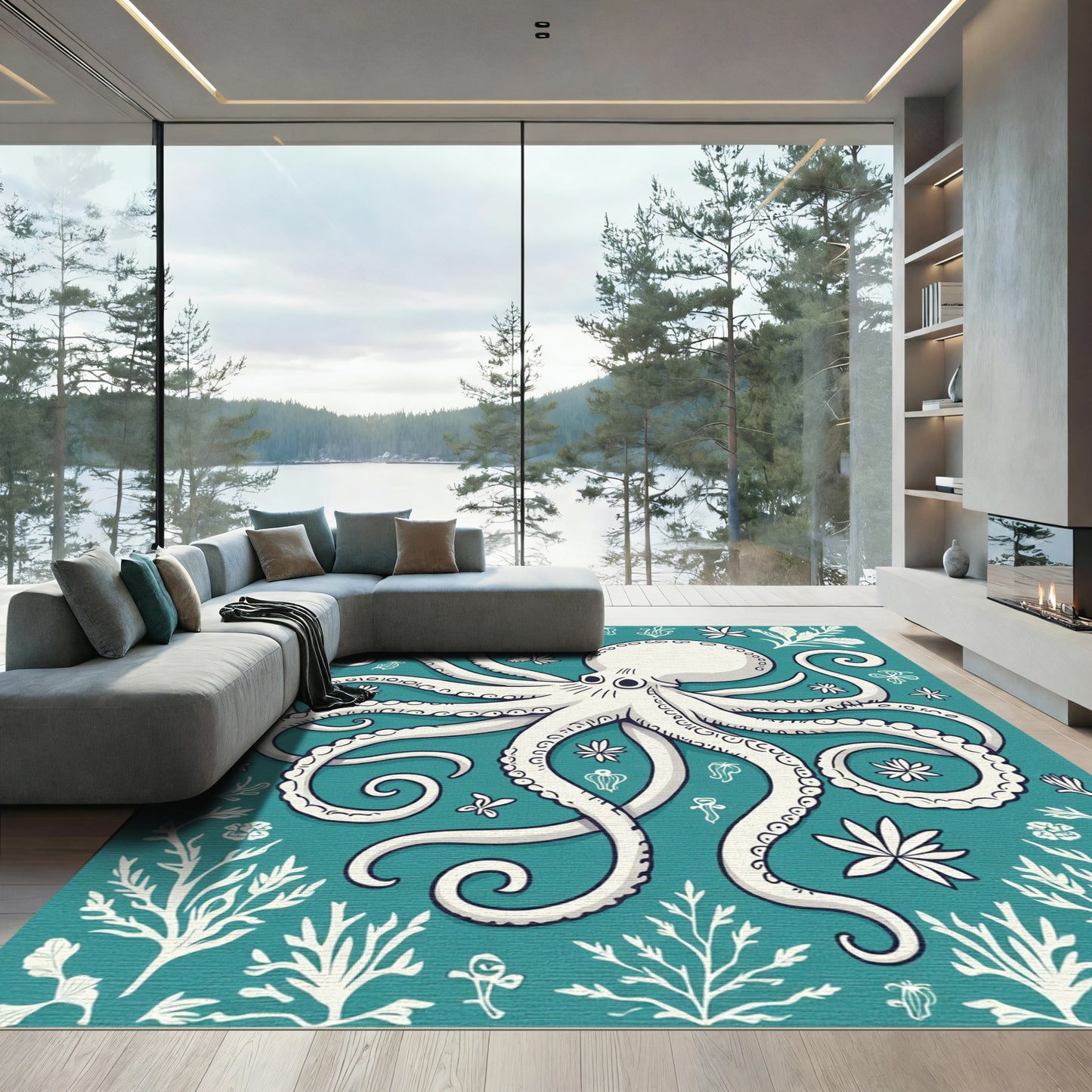 Whimsical Sea Creature Octopus Garden Rug