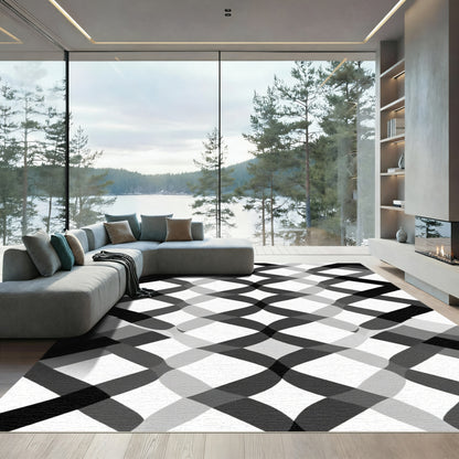 Monochromatic Interlocking Diamond Weave Rug
