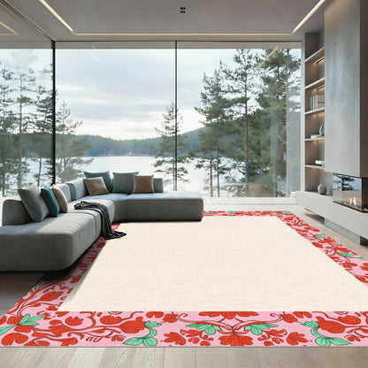 Vibrant Pink Floral Vine Rug