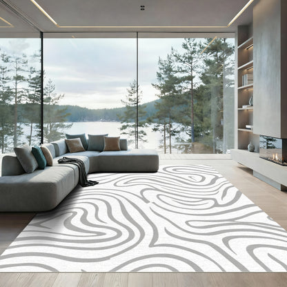 Abstract Swirl Gray Lines Rug