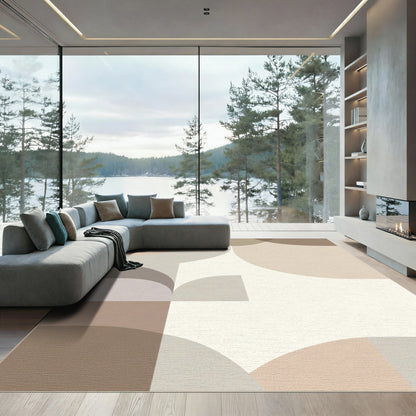 Neutral Earth Tones Geometric Arch Rug