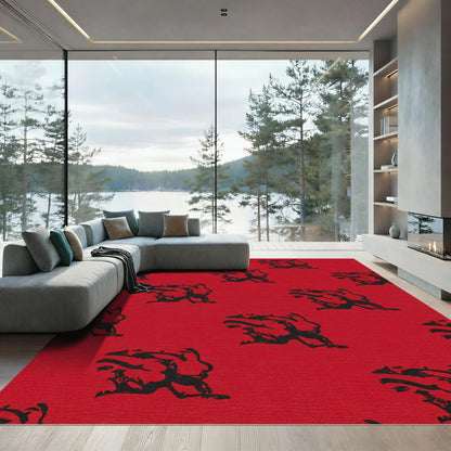 Crimson Abstract Human Forms Rug