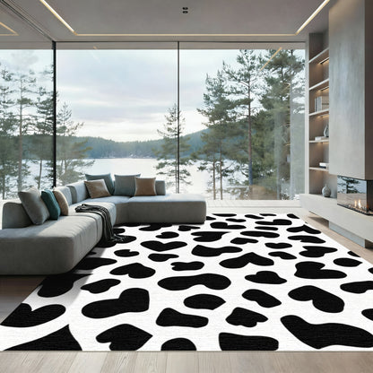 Black White Heart Scatter Rug