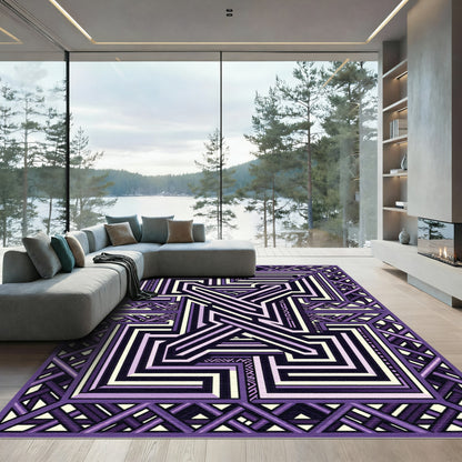 Geometric Lavender Interlocking Maze Rug