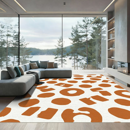 Terracotta Circles and Squares Scatter Rug