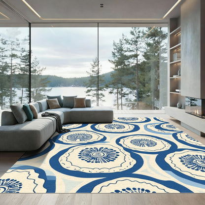 Indigo Floral Medallion Cream Rug