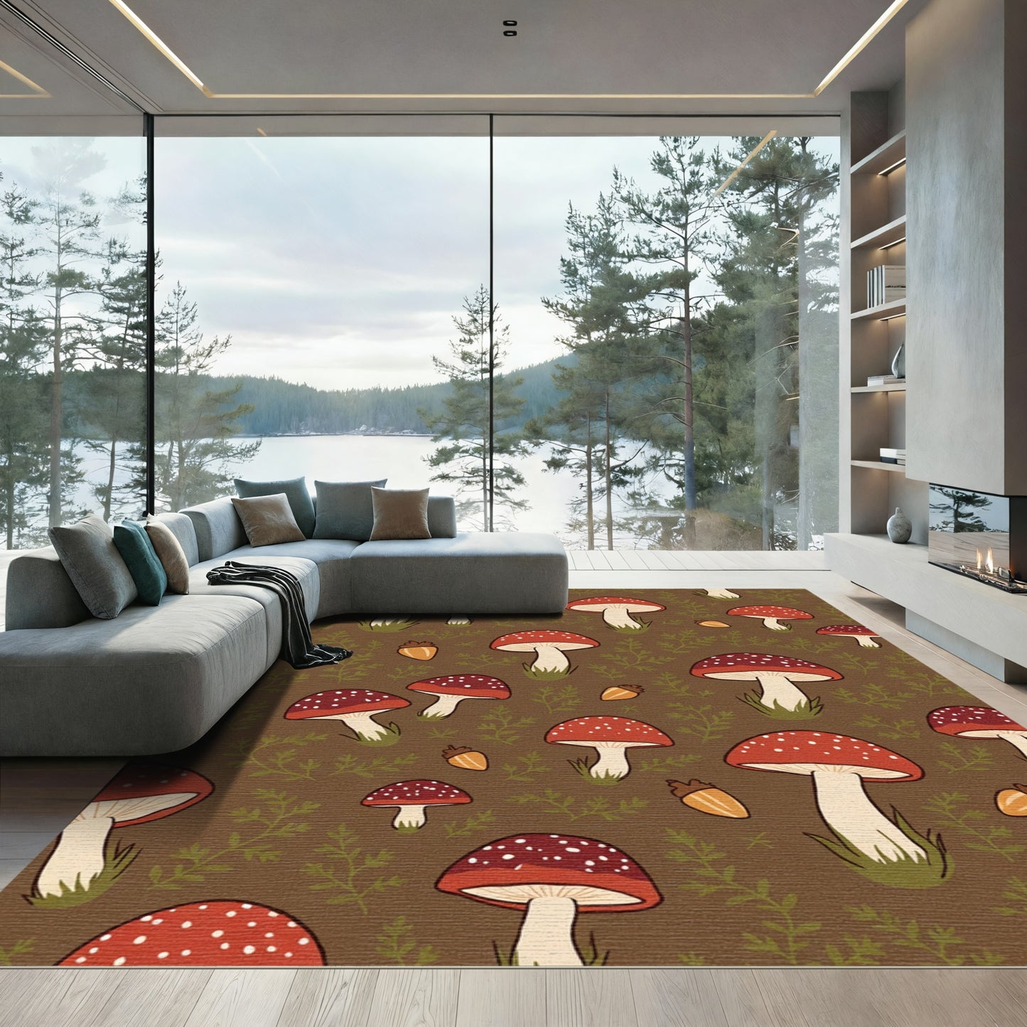 Whimsical Red Mushroom Woodland Acres Rug