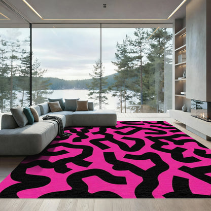 Bold Magenta Abstract Swirls Rug
