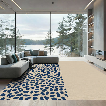 Navy Beige Organic Pebble Rug