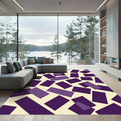 Random Purple Rectangles Scattered Rug