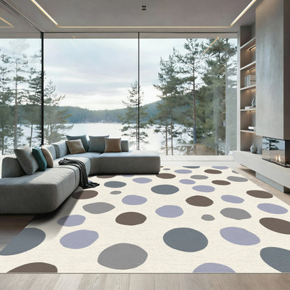Whimsical Cream Circles Scatter Rug
