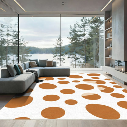 Warm Ochre Scattered Circles Rug