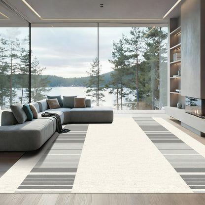 Modern Gray Stripe Gradient Composition Rug