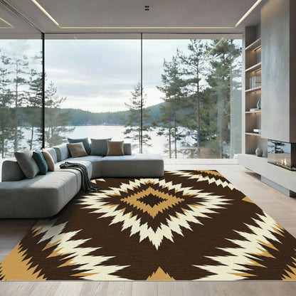 Brown and Gold Aztec Diamond Rug