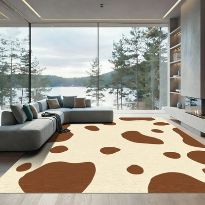 Brown Beige Spotty Cowhide Texture Rug