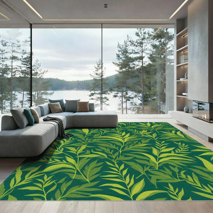 Emerald Lush Leafy Branch Canopy Rug