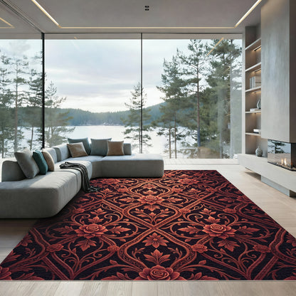 Luxe Rose Vine Lattice Rug