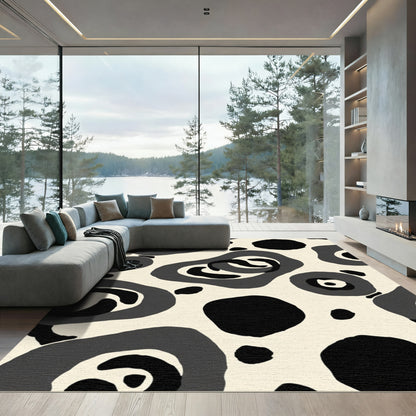 Abstract Monochrome Swirl Dot Rug