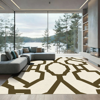 Abstract Onyx Lattice Cream Rug