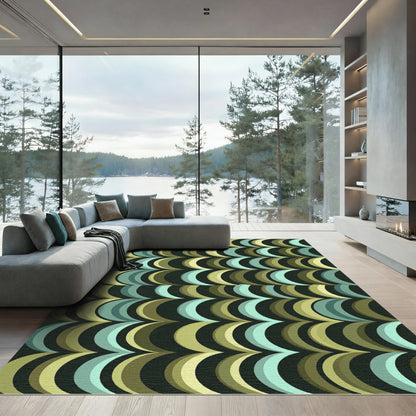 Onyx Abstract Crescent Row Arrangement Rug