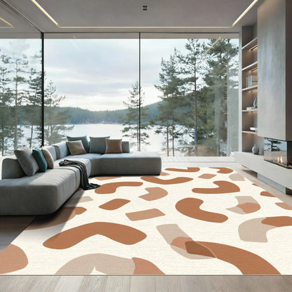 Earthy Brown Abstract Clay Shapes Rug
