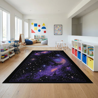 Cosmic Purple Nebula Starry Galaxies Rug