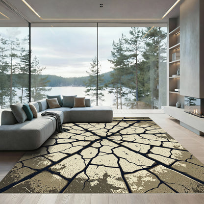 Cracked Stone Fragment Radial Rug