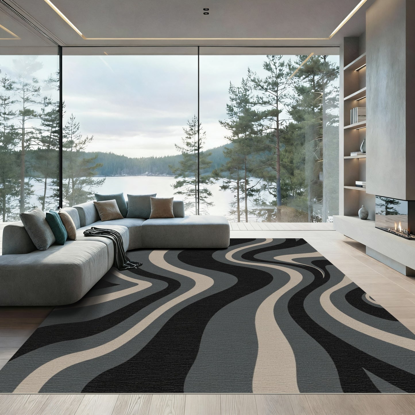 Monochromatic Swirl Wave Rug