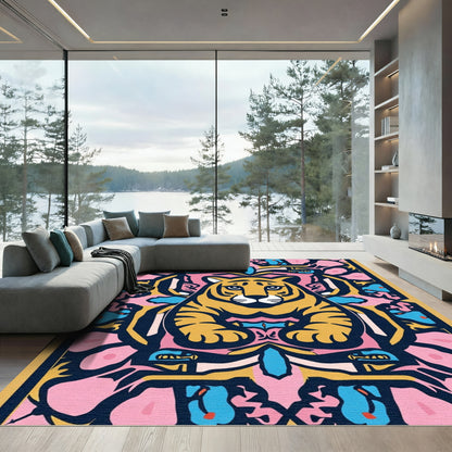 Bold Tiger Floral Mandala Composition Rug