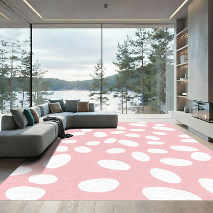 Soft Pink White Irregular Pebble Rug