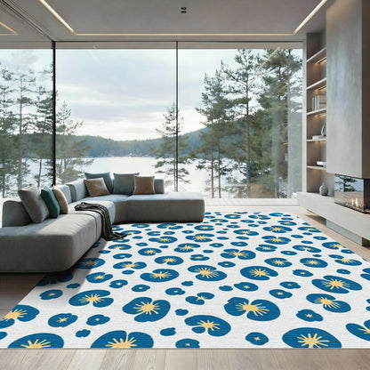 Blue Yellow Floral Scatter Rug