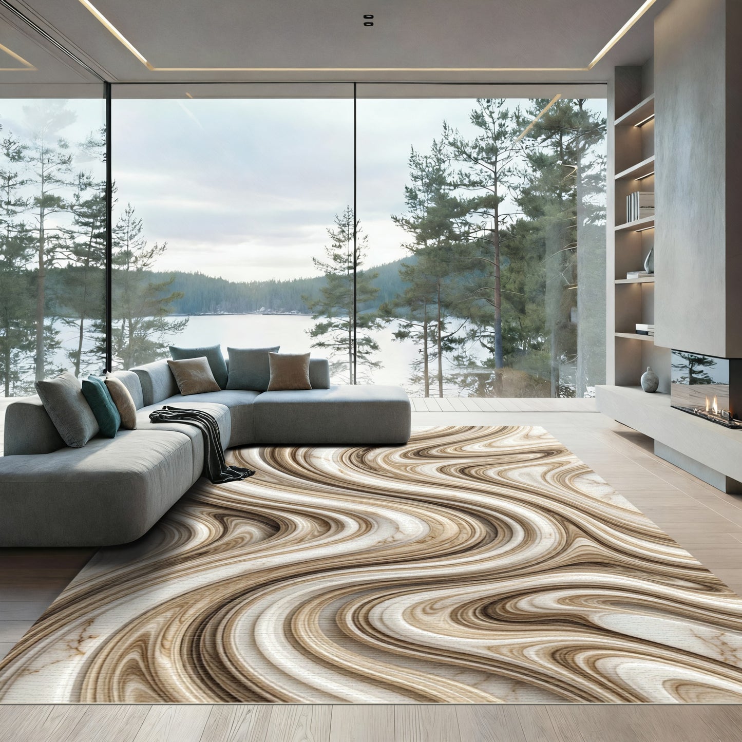 Abstract Swirl Marble Flow Runner Rug